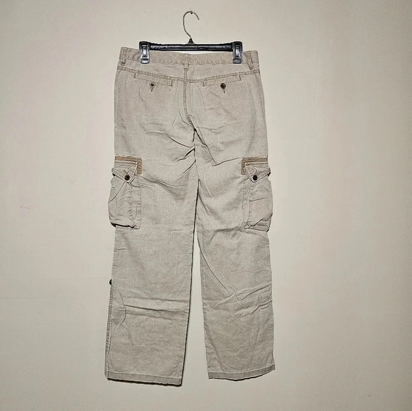 Tommy Jeans Linen Blend Cargo Pants Women's Juniors Size 9 Tan Convertible - Picture 8 of 11